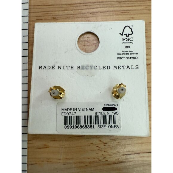 Madewell Hypoallergenic Titanium Posts Recycled Metals Smiley Face Stud Earrings - Picture 5 of 7